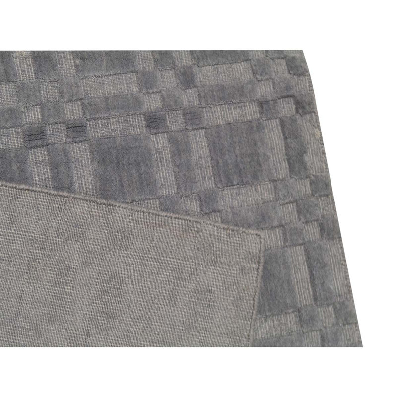 Tapis gris noué à la main de conception unique 3 pi 11 po x 4 pi 11 po