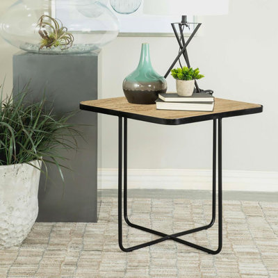 Modern Square Accent Table With Matte Black Base For Room Living