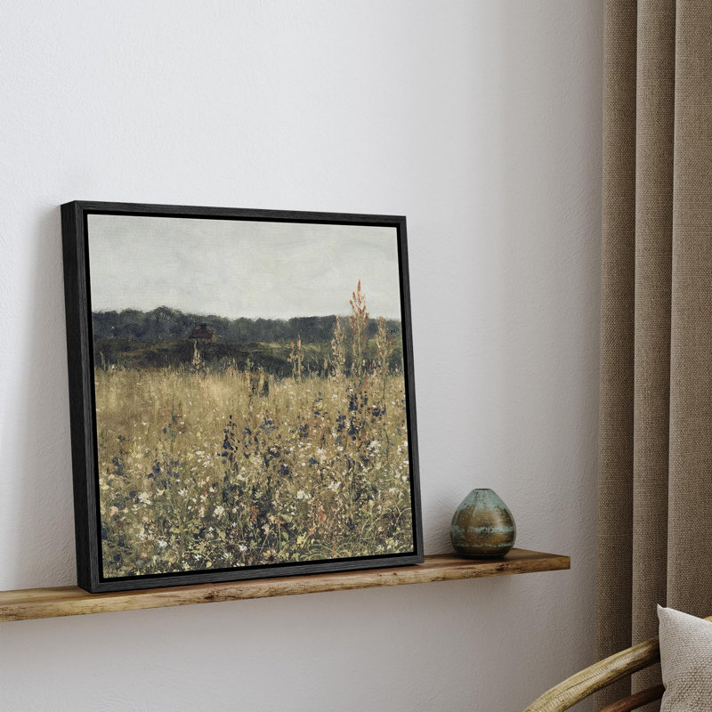 Wildflower Meadow Floral Landscape Botanical Nature Wilderness Illustration Rustic Zen Vintage, reproduction d'art sur toile