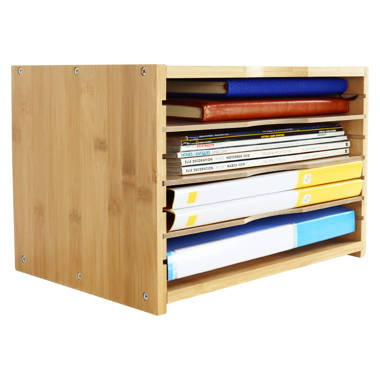 Tavenly Natural Wood Finish Paper Storage Organizer Cube - Perfect for  Sizes Under 12 x 12-12 Tray File Box Organizer - Classroom & Office Desk