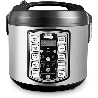 AROMA Professional Rice Cooker, 10-Cup (Uncooked) / 20-Cup (Cooked), Multicooker, Slow Cooker, 5 Qt, Stainless Steel Exterior