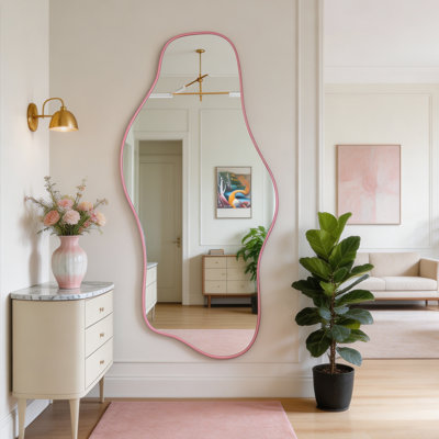 Miroir asymétrique pleine longueur, miroir mural décoratif irrégulier sans cadre, 63 po x 30 po