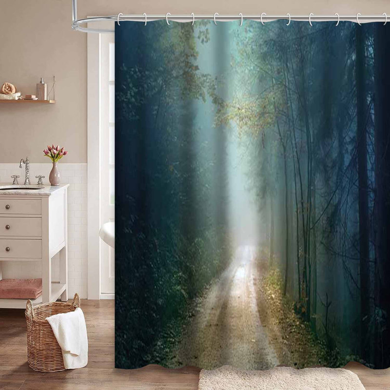 Rideau de douche d'automne avec 12 crochets, L 72 po x l 84 po