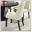 Ensemble de 2 chaises en tissu ivoire classique classique avec structure en bois massif espresso et sièges rembourrés
