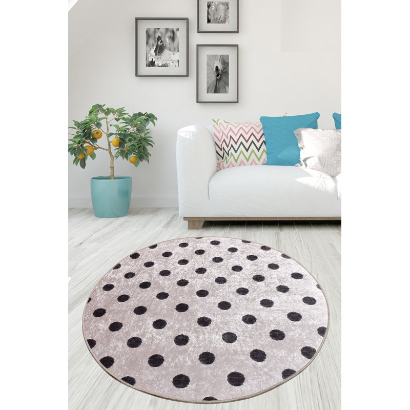 Antibacterial Round Carpet, 39.4 Inches Diameter, 100% Polyester, 0.2 Inches Pile Height | Non-Slip Underside, Machine Washable | Perfect for Living Room, Bedroom, and Playroom, Soft and Durable Design