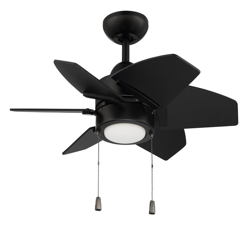 Flat Black 24'' Ceiling Fan with LED Light and 6 Plywood Blades