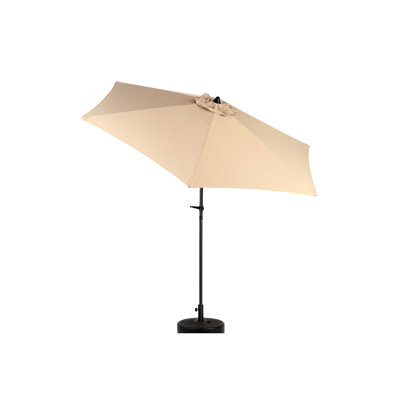 Parasol de patio extérieur 9 pi - et parasol stable. Manivelle à bouton-poussoir pratique. Pour la cour, la piscine, la terrasse. Fabrication 100% auvent. Idéal pour