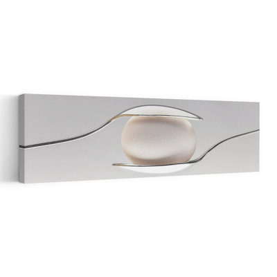 Balanced Egg And Spoons by Antonio Rodriguez Maldonado - Wrapped Canvas Panoramic Print