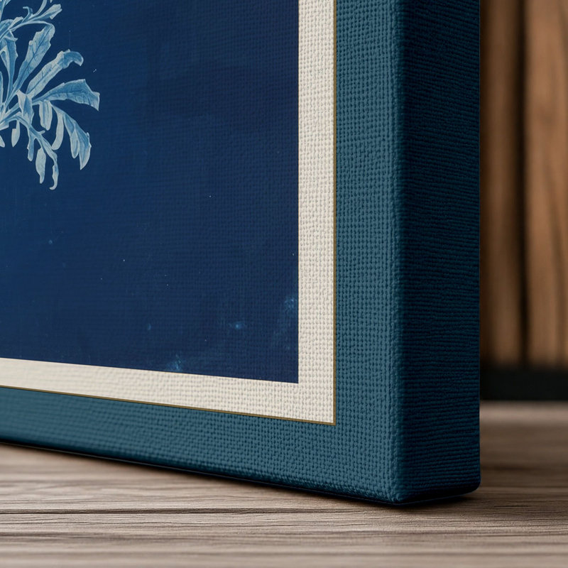 Feathered Bloom Botanical - Wrapped Canvas, 24x16 - 61.0 x 40.6 cm, Teal Border