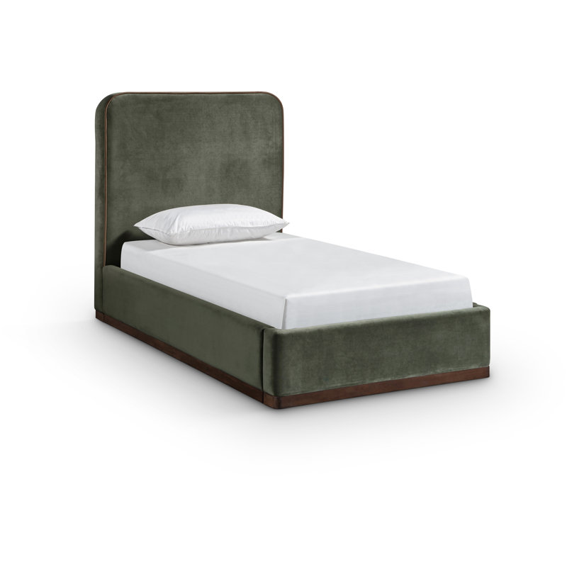 Lit tapissier Dayna, Simple, Velours vert