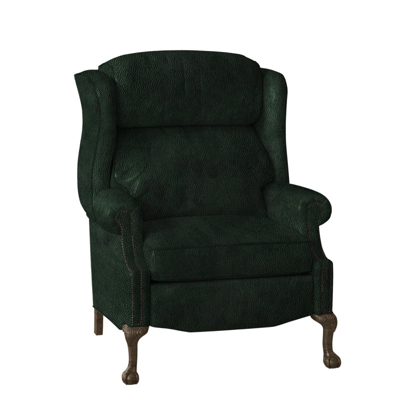 Fauteuil inclinable en cuir Maxwell, Cuir véritable vert forêt d'Anilina, Pavées, Manuel