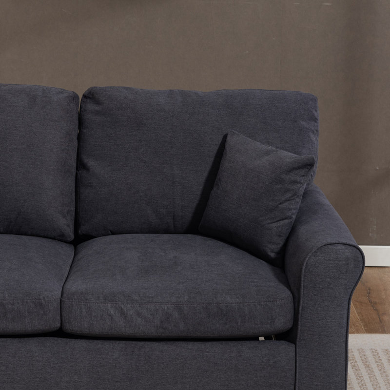 2 Seater Linen Blend Sofa Bed, Dark Grey