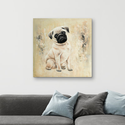 Small pug dog - 32"x32" art on canvas