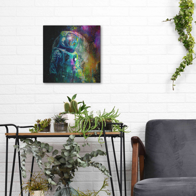 BTC Bitcoin Moonlanding,' Metal Wall Art, 36"x36", 12" H x 12" W