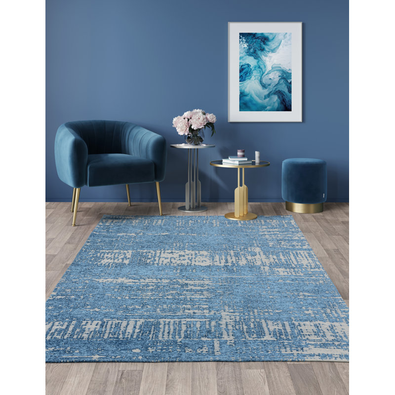 Almetra Flatweave Denim Blue Rug, Rectangle 160 x 230cm