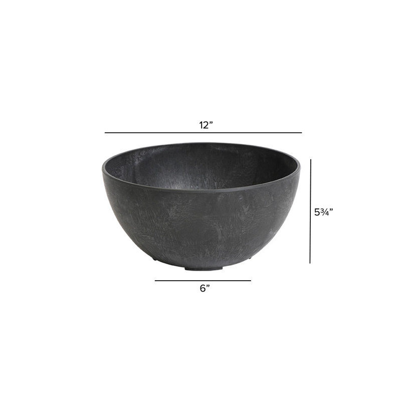 Pollyanna Pot Planter, Black, 6.75" H x 12" W x 12" D