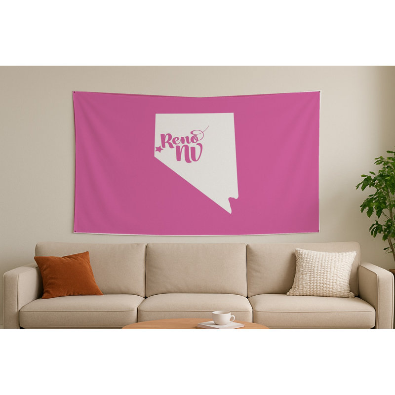 Home Sweet Reno — Silhouette de l'État du Nevada — Tapisserie murale tissée de paysage, H 26 po x l 36 po