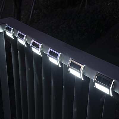 Silver Low Voltage Solar Powered Integrated LED Step Light Pack