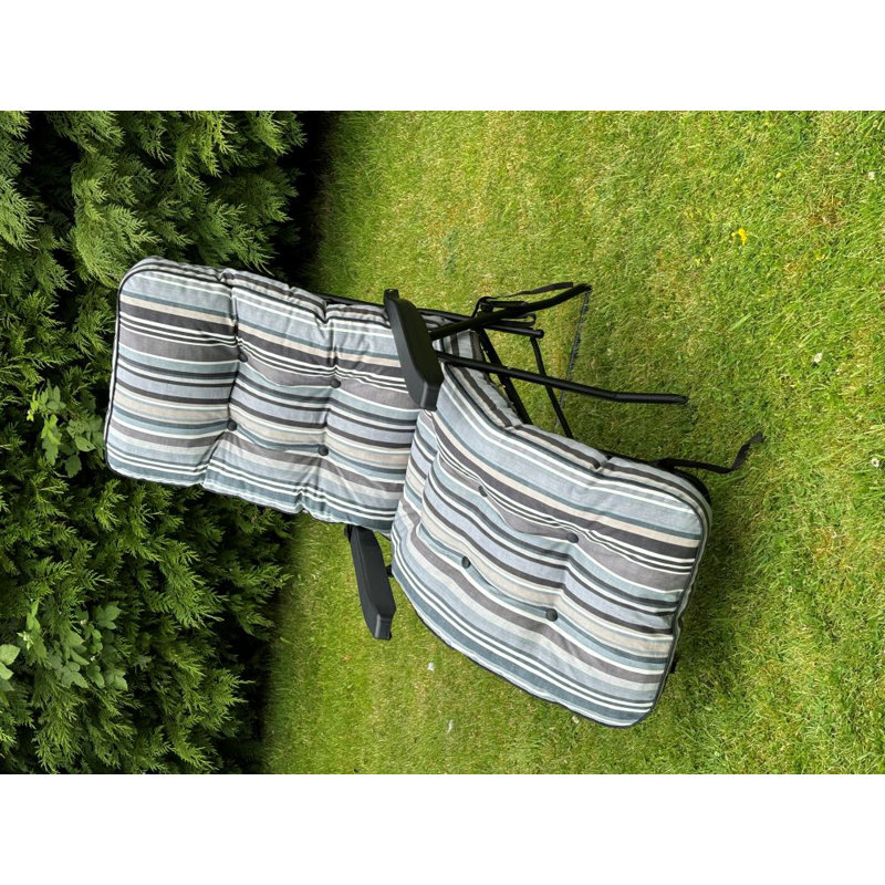 Chancler Steel Outdoor Lounge Chair, Black, Grey 