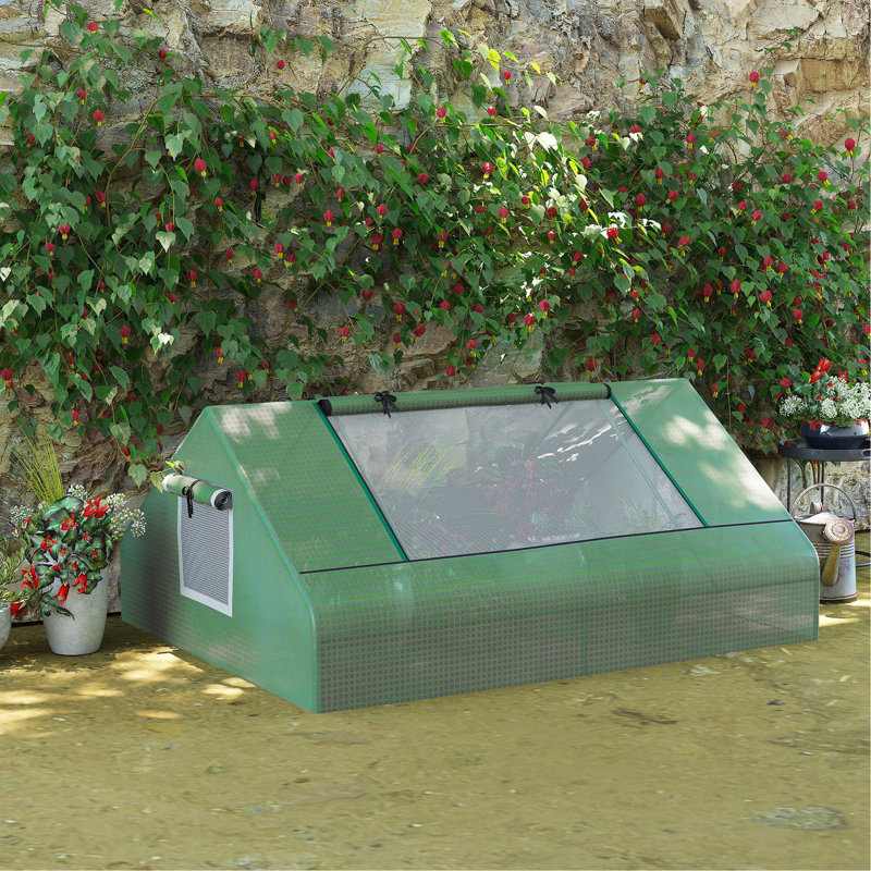 71" X 55" X 32" Mini Tunnel Greenhouse, Garden Planting Shed, Outdoor Flower Planter Warm House With Zipper Windows And Door, Green