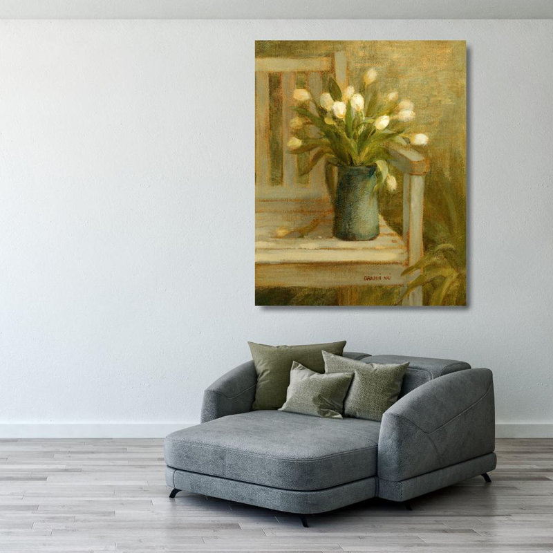 Tulip Bouquet On Bench, 35" H x 28" W