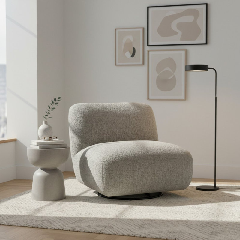 Upholstered Swivel Accent Chair, Gray