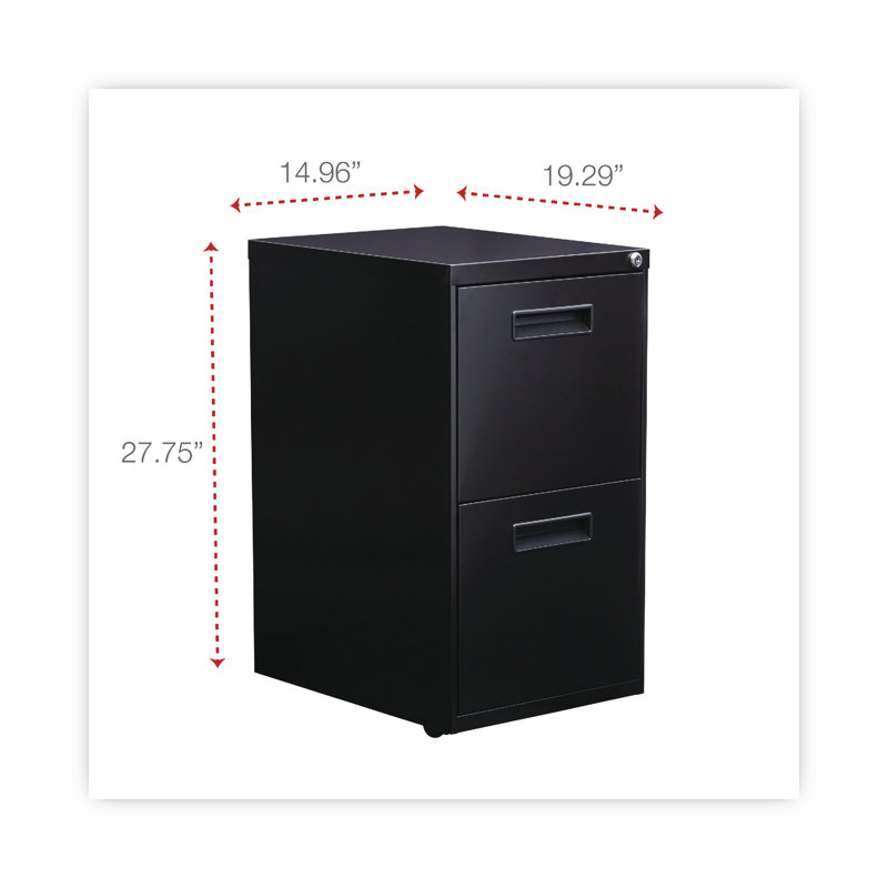 Black 2-Drawer Mobile Steel File Cabinet with Lock