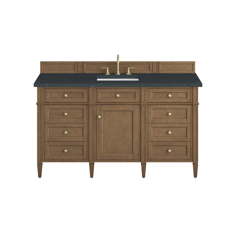 Meuble-lavabo simple 60 po Dussault, Pierre de savon anthracite, 8 po, Pacane
