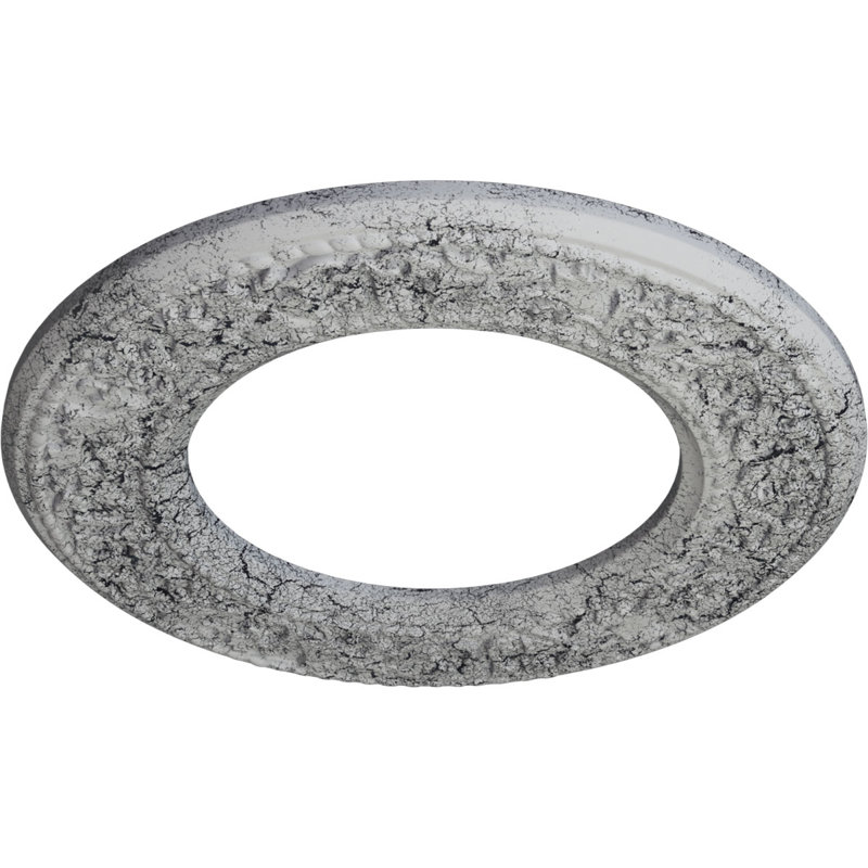 Médaillon de plafond Blackthorn Endurathane, P 13 3/8 po x P 7 1/2 po x P 3/4 po (convient aux auvents jusqu'à 7 1/2 po), finition craquelée blanche ultra pure peinte à la main
