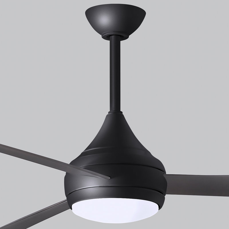 Donaire LED Outdoor Downrod Ceiling Fan, Matte Black, Brushed Bronze