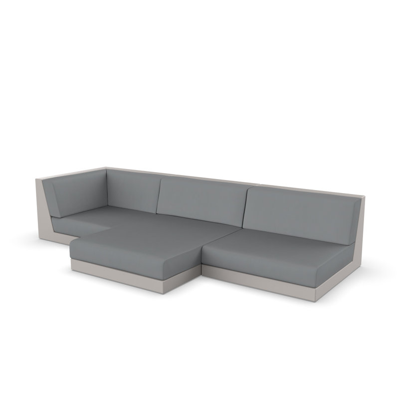 Pixel 118.25" Wide Outdoor Reversible Patio Sectional with Cushions, Nautical Taupe, White