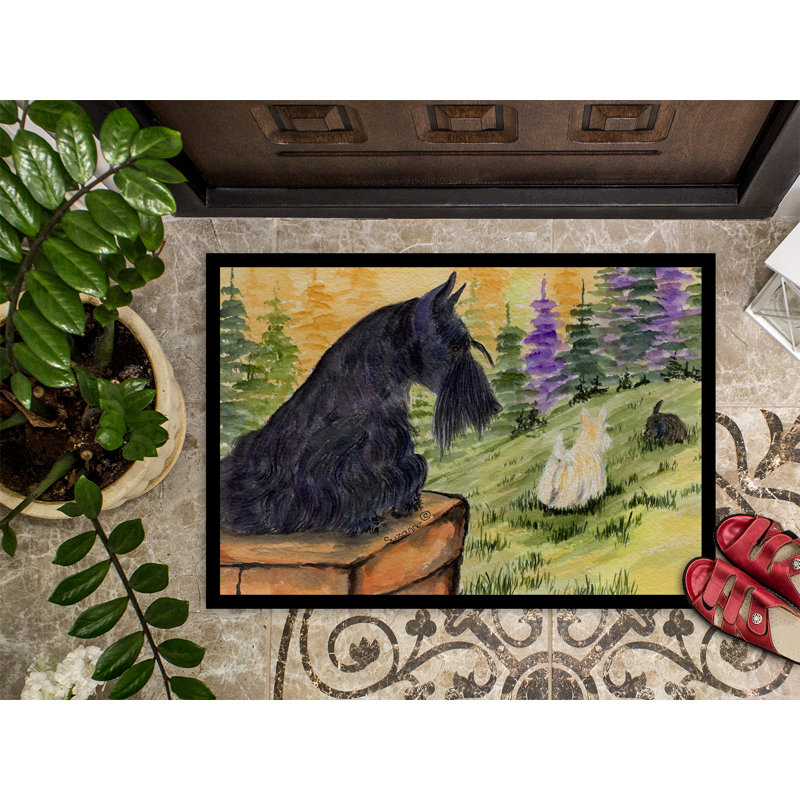Tapis de porte intérieur anti-dérapant écossais terrier, Rectangle 1 pi 6 po x 2 pi 3 po