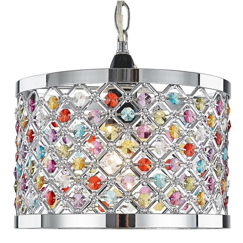 Modern Sparkly Ceiling Pendant Light Shade with Beads, Chrome/Multicolour