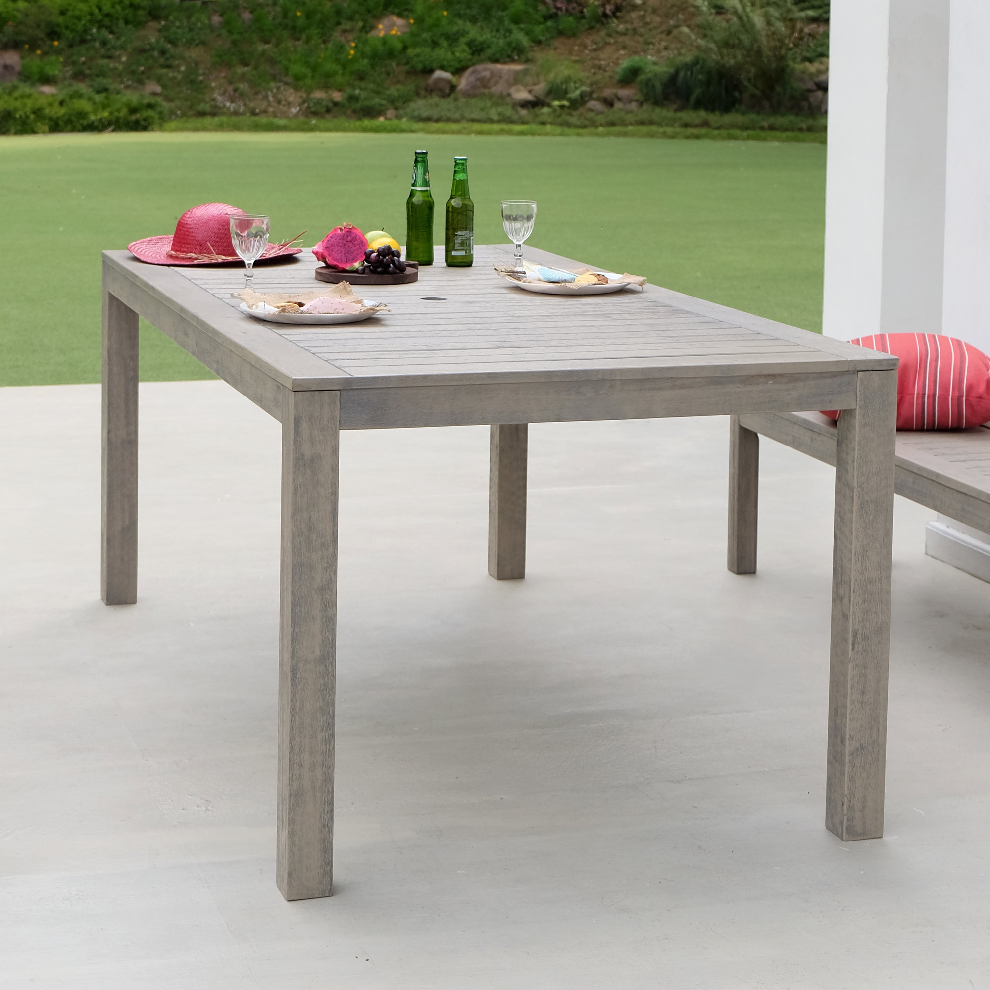 August Grove® Krum Mahogany Outdoor Dining Table & Reviews | Wayfair