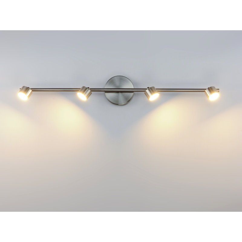 Luminaire suspendu linéaire à 4 lumières pour îlot de cuisine Flord, Nickel satiné