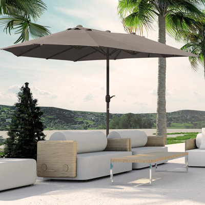Tayab Umbrella 15' Steel Rectangular Outdoor Double Sided