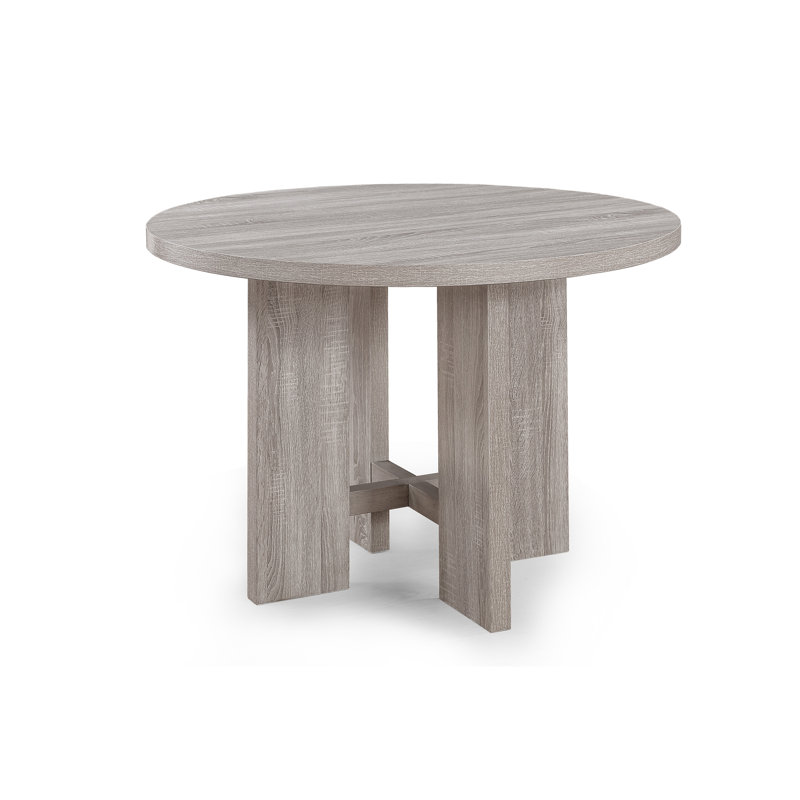 5 pièces ensemble de salle à manger table ronde chaises rembourrées meubles de salle à manger en bois finition bois de grève beige