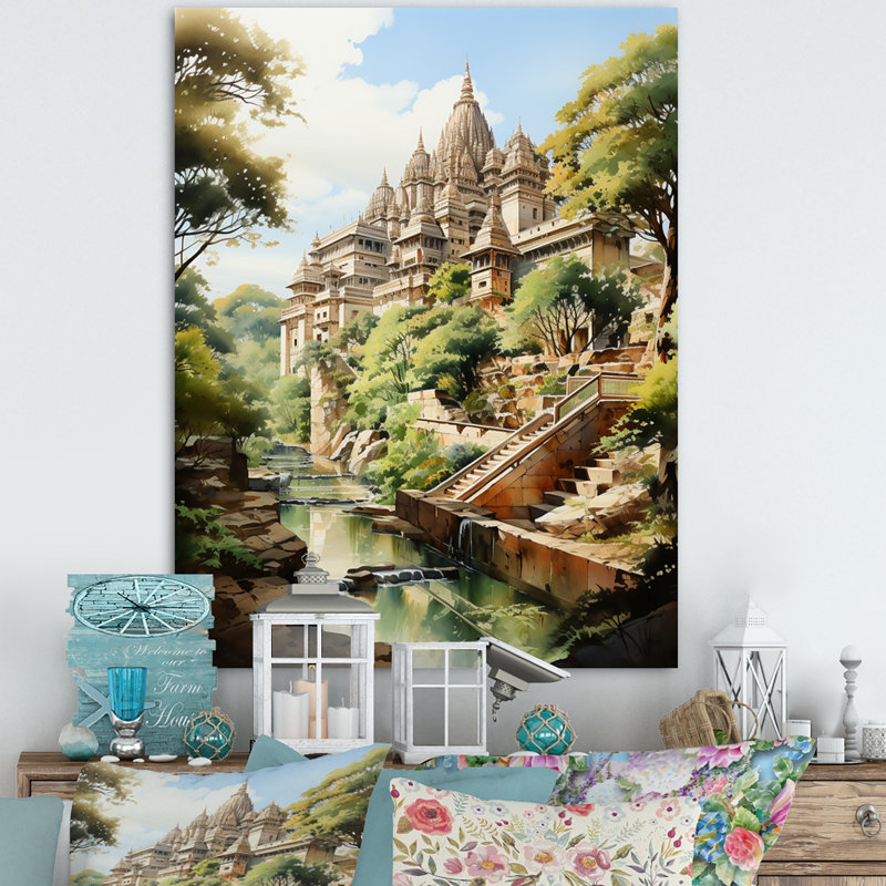 Yeon Indian Art Sacred Temples I - reproduction d'art, H 32 po x l 16 po, Toile tendue