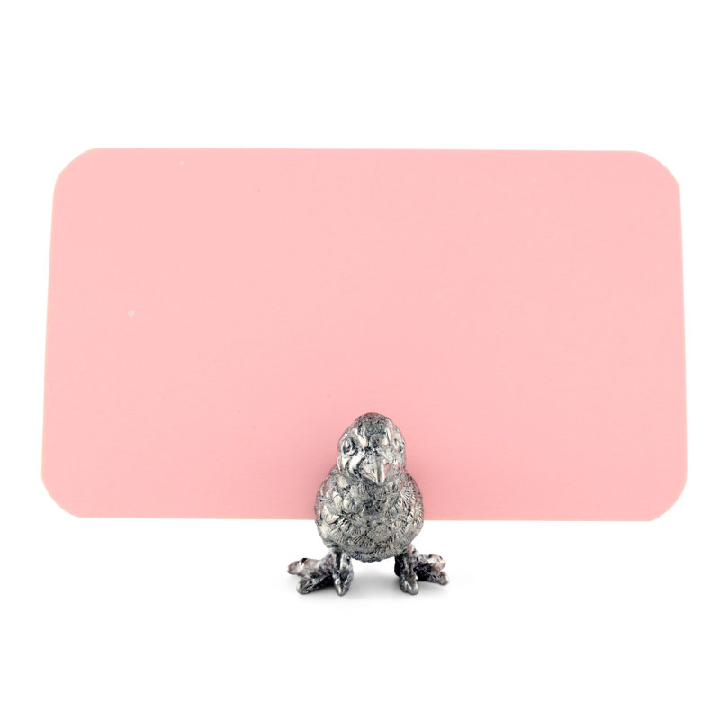 Intricately Detailed Pewter Songbird Place Card Holder