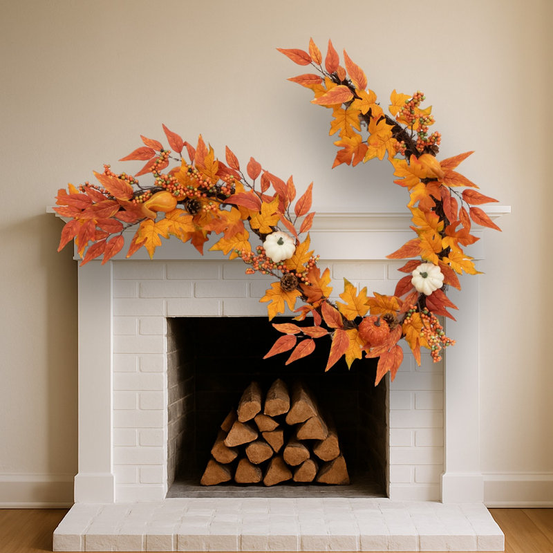Maple Leaf, Pumpkin and Pinecone Artificial Garland
