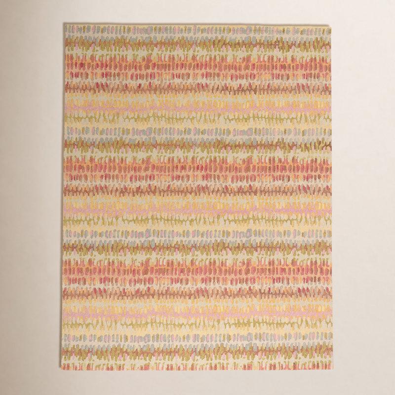 Tapis en laine crocheté à la main Paint Chip, Rectangle 9 pi 6 po x 13 pi 6 po