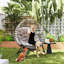 Outsunny Egg Chair with Soft Cushion, Outdoor Lounge Chair, Light Grey