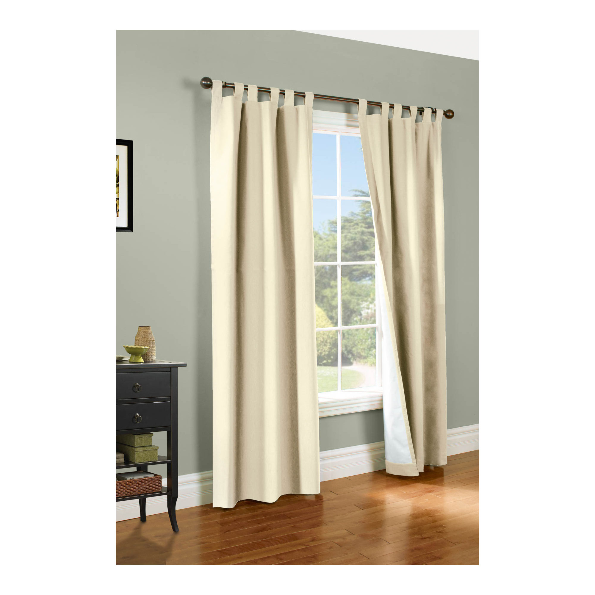 Mcgowen 100% Cotton Solid Room Darkening Thermal Tab Top Curtain Panel, Natural, 40" W X 95" L