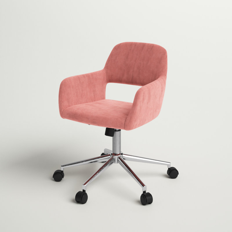 Primeaux Velvet Scandinavian Desk Chair, Rose