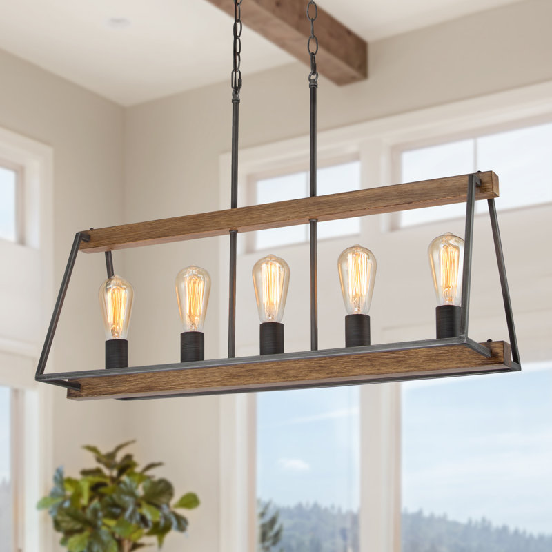 Luminaire linéaire pour îlot de cuisine 5 lumières Gatlin
