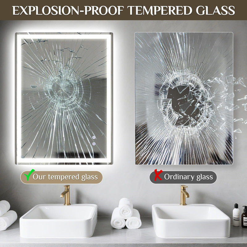 Rectangle Wall Makeup / Shaving Mirror, 50 cm H x 70 cm W