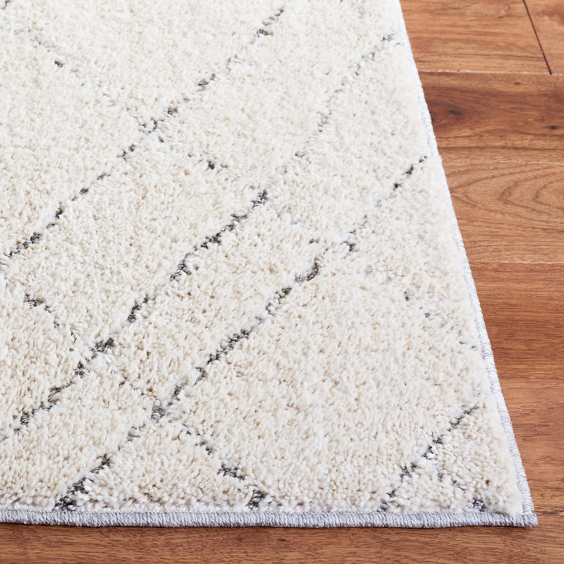 Handmade Gray Abstract Tufted Wool Shag Rug