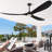Black 3 Blade Solid Wood Indoor Outdoor Ceiling Fans with Lights for Patios Living Room Bedroom - 72 Inch-912080173