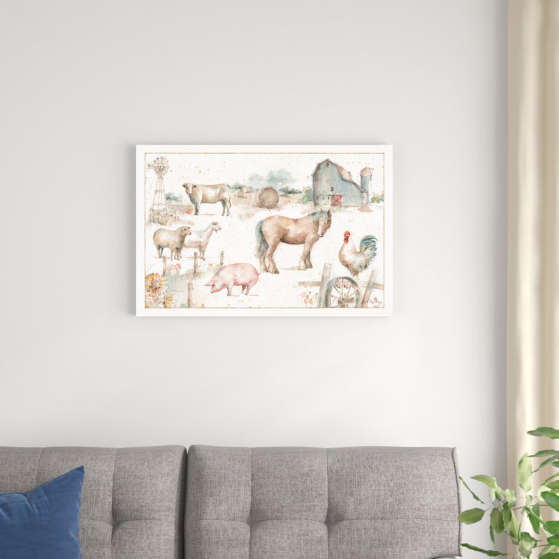 «Farm Friends XIII» par Lisa Audit - peinture sur toile tendue, H 20 po x l 30 po