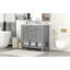 De salle de bain gris avec lavabo en céramique, deux armoires et tiroirs, tablette ouverte, structure en bois massif (sy999101aae-1)